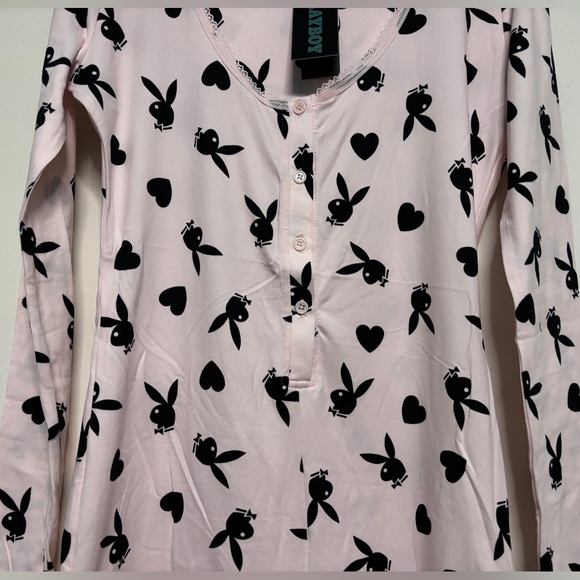 BNWT PLAYBOY LACE TRIM PAJAMA ROMPER PINK - Picture 5 of 11